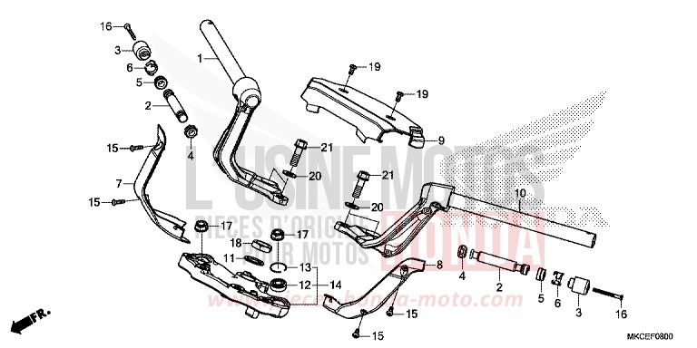 HANDLE PIPE/TOP BRIDGE for Gold Wing CANDY ARDENT RED (R367B) from 2019